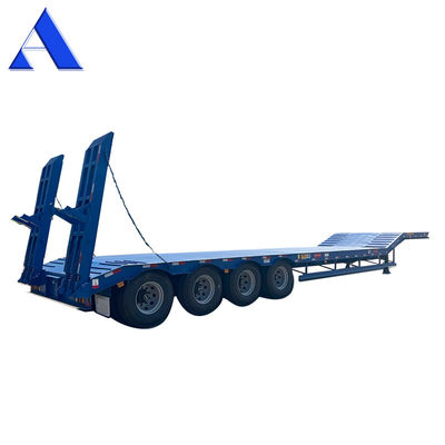 12489 x 2480 x 1530mm 2/3 Axles 탄소 강철 확장 가능한 로브베드 로브보이 플래트베드 반 트럭 트레일러 최대 용량 20-100 톤