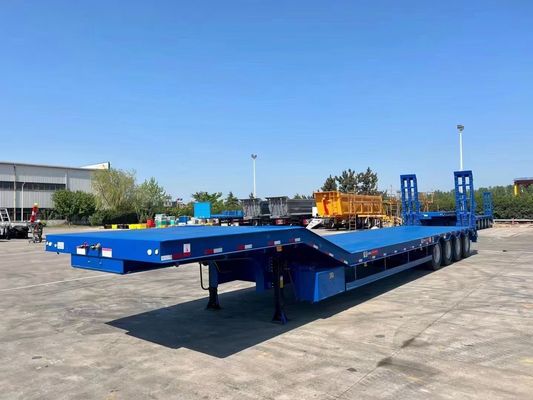 12489 x 2480 x 1530mm 2/3 Axles 탄소 강철 확장 가능한 로브베드 로브보이 플래트베드 반 트럭 트레일러 최대 용량 20-100 톤