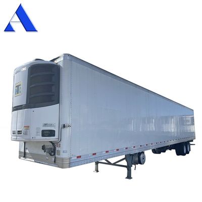 반트레일러 트럭 2 축 8 바퀴 40ft 48ft 53ft 평면 12R22.5 타이어 단열 밴 리퍼 강철 철물질 TS16949 인증서