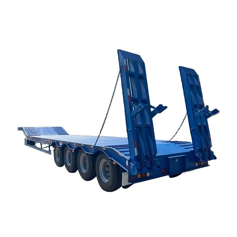 12489 x 2480 x 1530mm 2/3 Axles 탄소 강철 확장 가능한 로브베드 로브보이 플래트베드 반 트럭 트레일러 최대 용량 20-100 톤